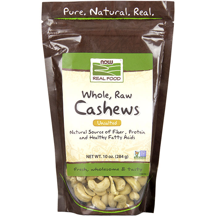 Raw Cashews, Whole & Unsalted, 10 oz, NOW Foods