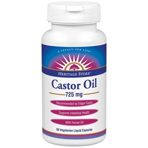 Castor Oil 725 mg, 60 Vegetarian Liquid Capsules, Heritage Products