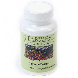 Cayenne Pepper 40K H.U. 500 mg, 100 Vegetable Capsules, StarWest Botanicals