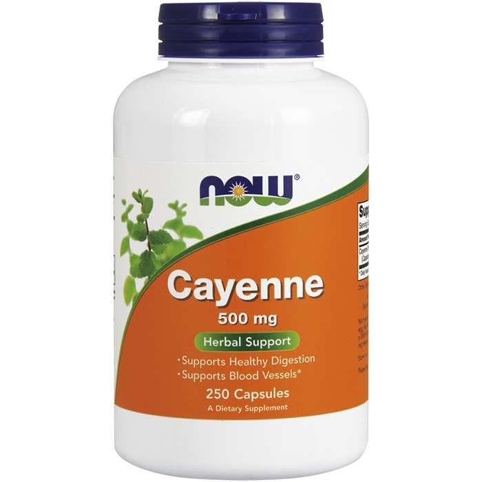 Cayenne Pepper 500 mg, Value Size, 250 Vegetarian Capsules, NOW Foods