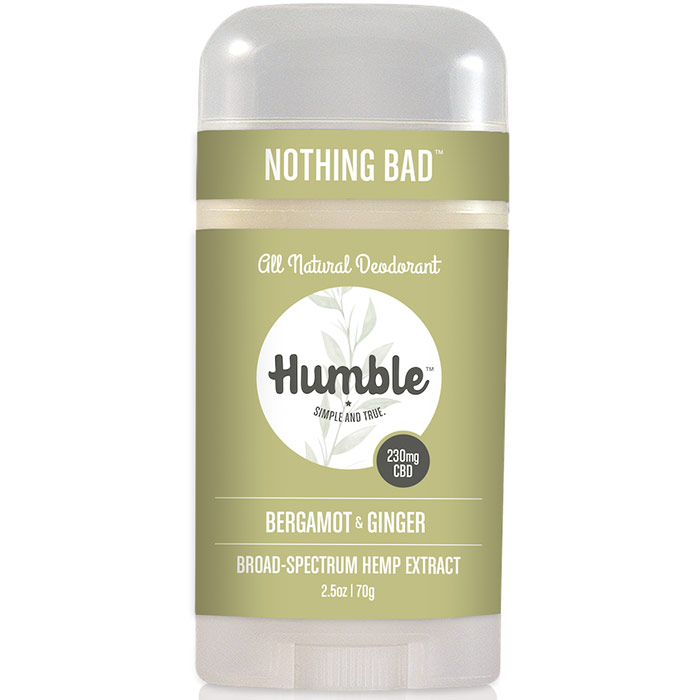 CBD Natural Deodorant, Bergamot & Ginger, 2.5 oz, Humble Brands