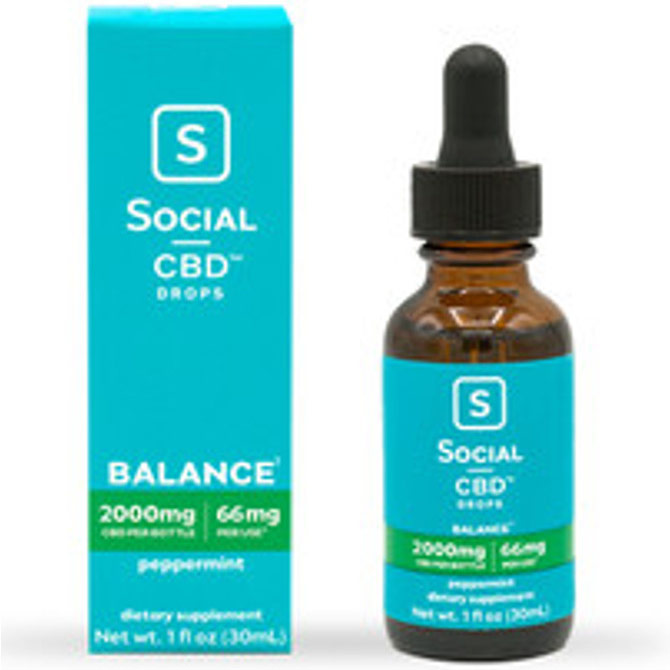 CBD Drops - Peppermint, 2000 mg, 30 ml, Social CBD