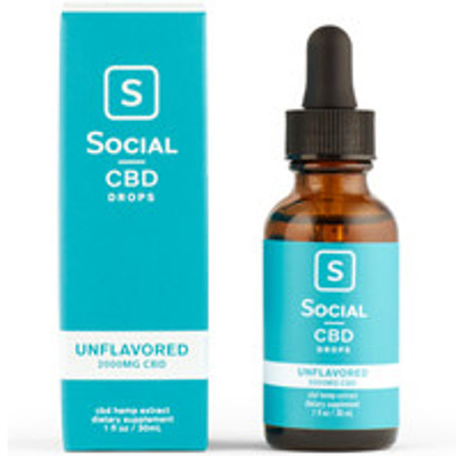 CBD Drops - Unflavored, 2000 mg, 30 ml, Social CBD