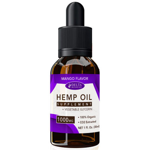 CBD E-Liquid Vape Oil 1000 mg, Hemp Oil Supplement, Mango Flavor, 30 ml, Delta Botanicals