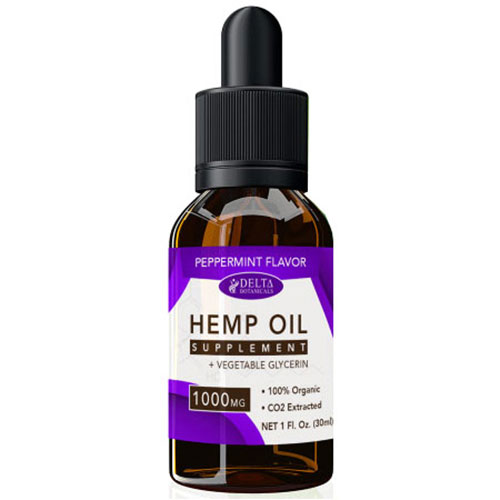 CBD E-Liquid Vape Oil 1000 mg, Hemp Oil Supplement, Peppermint Flavor, 30 ml, Delta Botanicals
