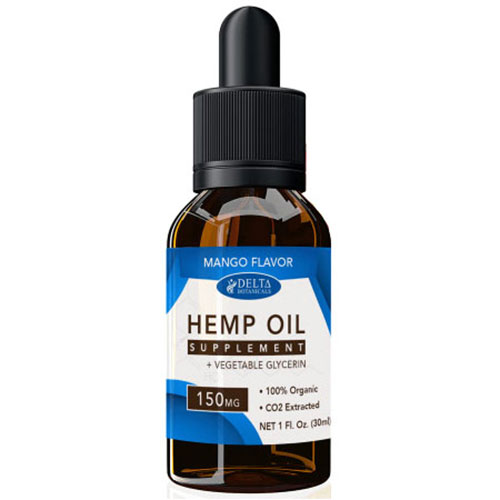 CBD E-Liquid Vape Oil 150 mg, Hemp Oil Supplement, Mango Flavor, 30 ml, Delta Botanicals