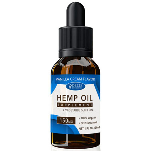 CBD E-Liquid Vape Oil 150 mg, Hemp Oil Supplement, Vanilla Cream Flavor, 30 ml, Delta Botanicals