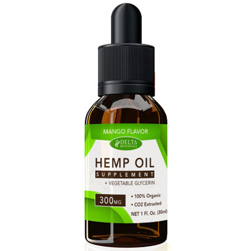 CBD E-Liquid Vape Oil 300 mg, Hemp Oil Supplement, Mango Flavor, 30 ml, Delta Botanicals