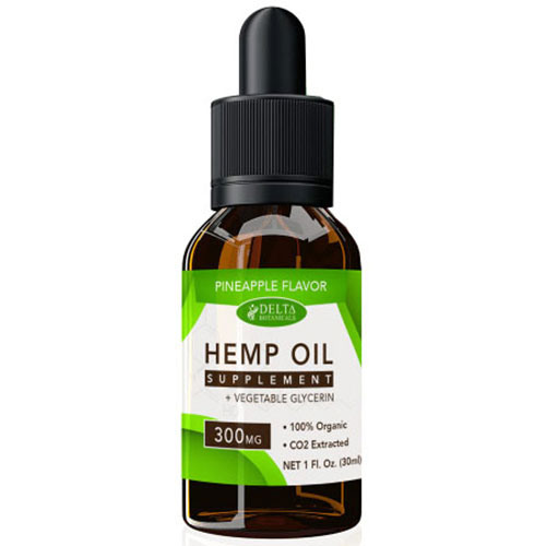 CBD E-Liquid Vape Oil 300 mg, Hemp Oil Supplement, Pineapple Flavor, 30 ml, Delta Botanicals