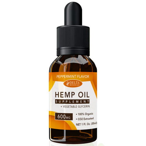 CBD E-Liquid Vape Oil 600 mg, Hemp Oil Supplement, Peppermint Flavor, 30 ml, Delta Botanicals