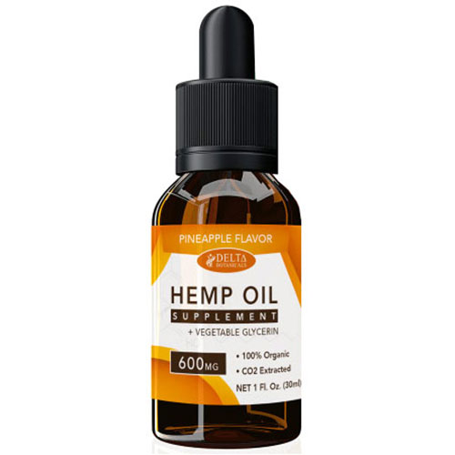 CBD E-Liquid Vape Oil 600 mg, Hemp Oil Supplement, Pineapple Flavor, 30 ml, Delta Botanicals