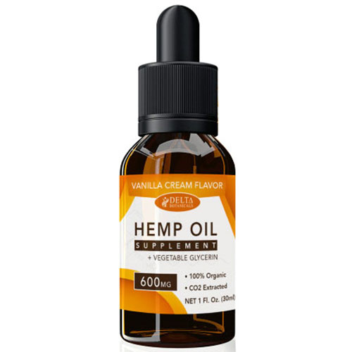 CBD E-Liquid Vape Oil 600 mg, Hemp Oil Supplement, Vanilla Cream Flavor, 30 ml, Delta Botanicals