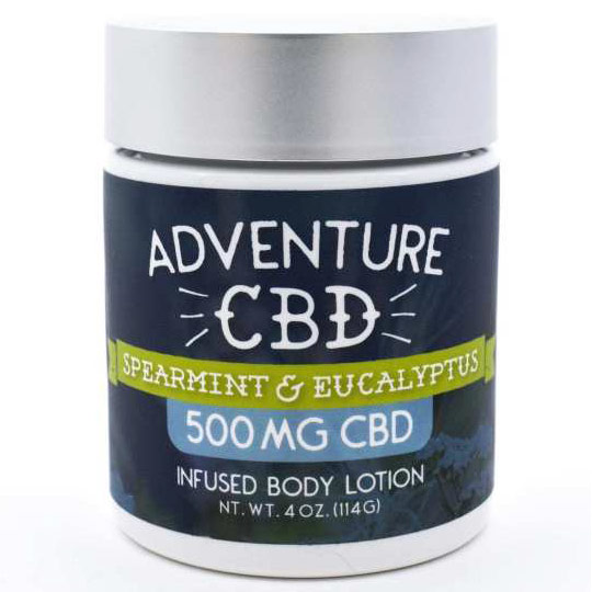 CBD Infused Body Lotion 500 mg - Spearmint Eucalyptus, 4 oz, Adventure CBD & Hemp