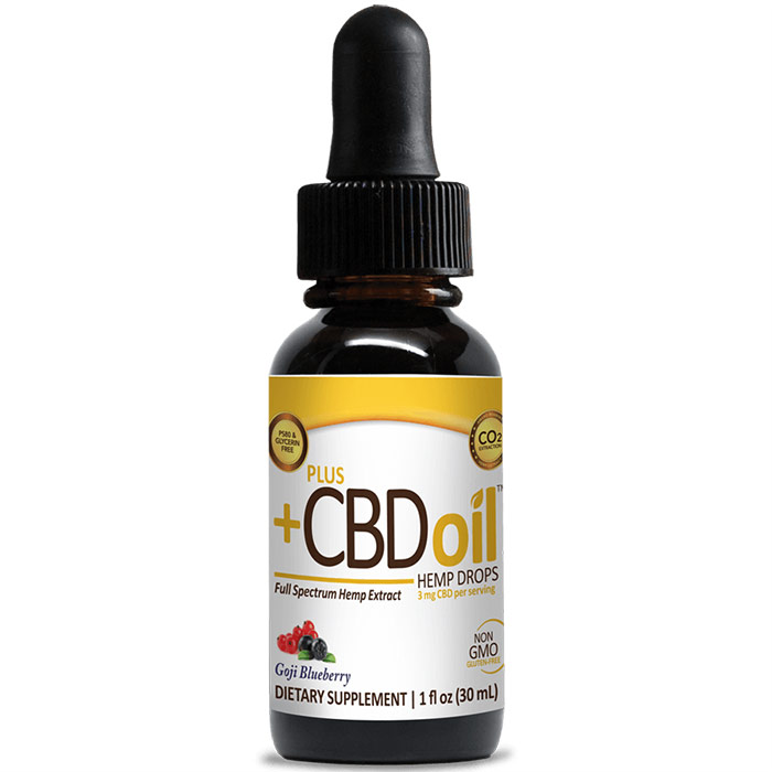 CBD Oil Drops 250 mg - Goji Blueberry, 1 oz, PlusCBD Oil