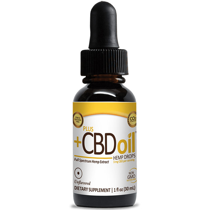 CBD Oil Drops 250 mg - Unflavored, 1 oz, PlusCBD Oil
