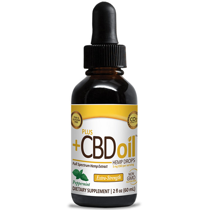 CBD Oil Drops 750 mg - Peppermint, 2 oz, PlusCBD Oil