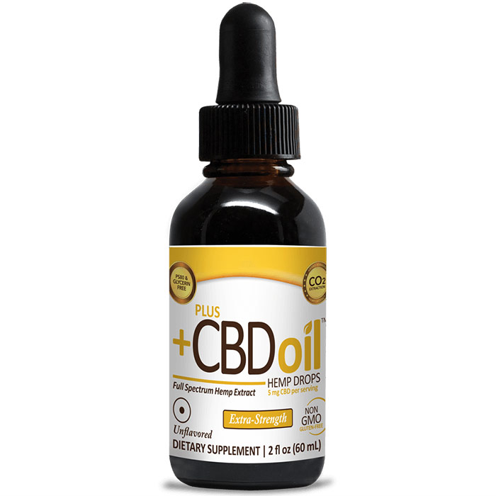 CBD Oil Drops 750 mg - Unflavored, 2 oz, PlusCBD Oil
