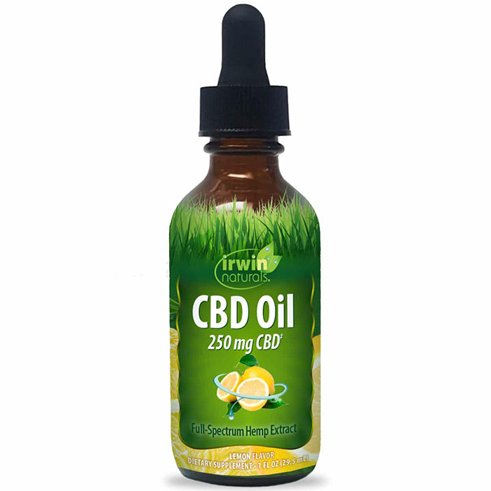 CBD Oil Drops - Lemon Flavor, 250 mg CBD, 1 oz, Irwin Naturals