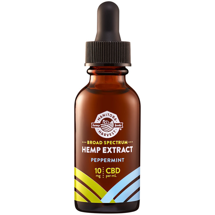 Broad Spectrum Hemp Extract CBD Oil Drops, Peppermint, 30 ml, Manitoba Harvest Hemp Foods