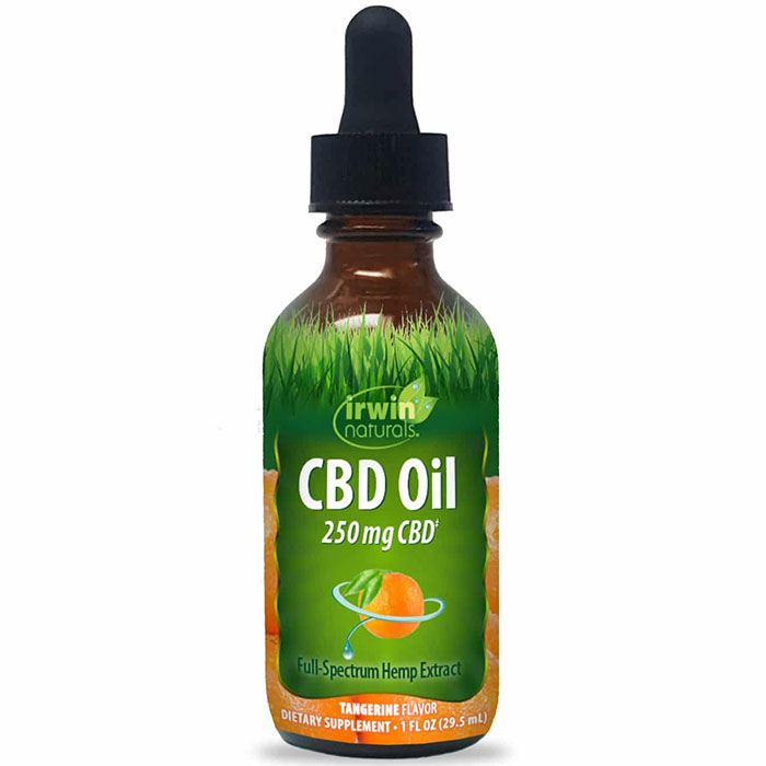 CBD Oil Drops - Tangerine Flavor, 250 mg CBD, 1 oz, Irwin Naturals
