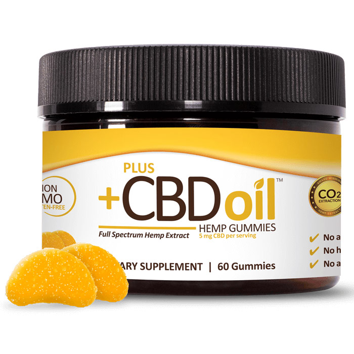 CBD Oil Gummies 5 mg, Citrus Punch, 60 ct, PlusCBD Oil