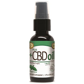 CBD Oil Extra Virgin Olive Oil Spray 100 mg - Peppermint, 1 oz, PlusCBD Oil