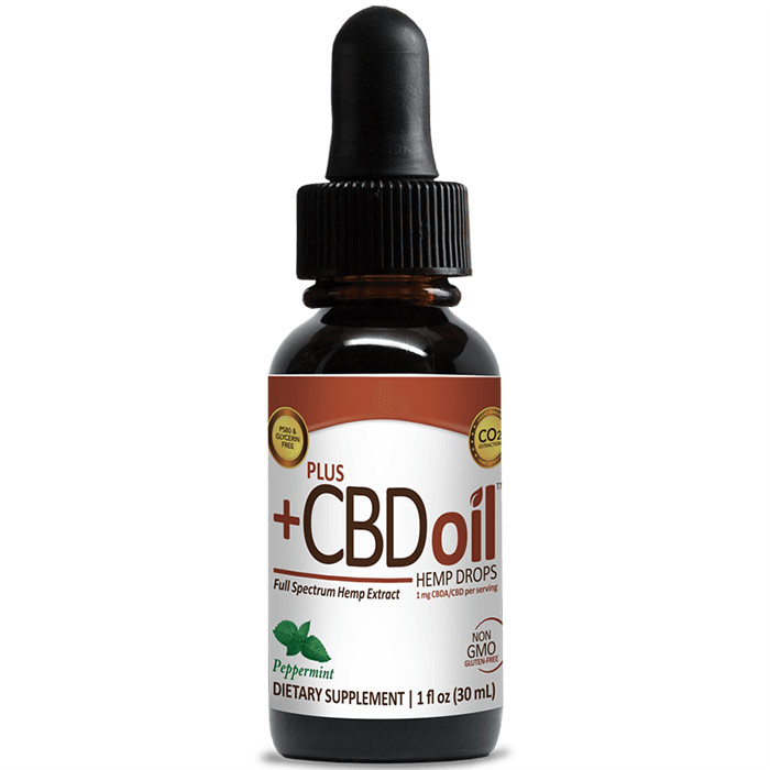 CBD Oil Raw Drops 100 mg - Peppermint, 1 oz, PlusCBD Oil