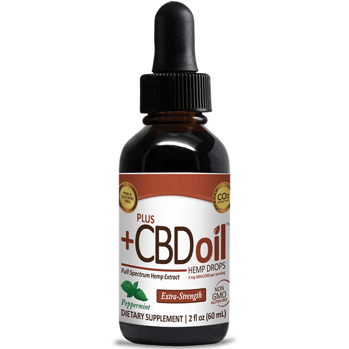 CBD Oil Raw Drops 500 mg - Peppermint, 2 oz, PlusCBD Oil