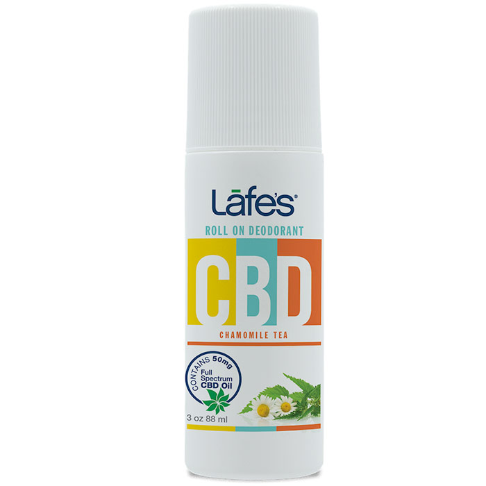 CBD Roll On Deodorant - Chamomile Tea, 3 oz, Lafes Natural BodyCare