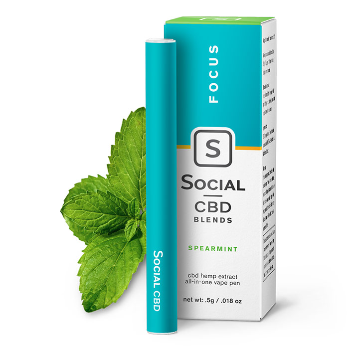 CBD Vape Pen - Spearmint, 250 mg, 0.5 ml, Social CBD