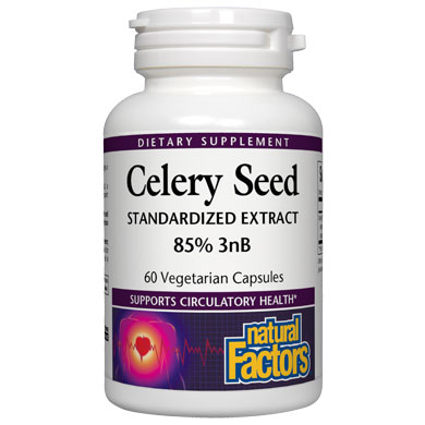 Celery Seed Extract, Standardized 85% 3nB, 60 Vegetarian Capsules, Natural Factors