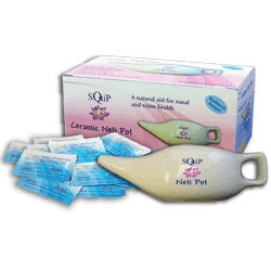Ceramic Neti Pot Kit with 20 Saline Packets, 1 Kit, Squip Products