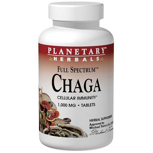 Planetary Herbals Chaga 1000 mg Full Spectrum, 60 Tablets, Planetary Herbals