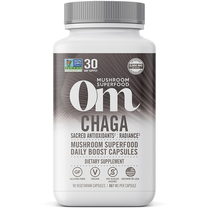 Chaga Mushroom Superfood Daily Boost Capsules, 90 Vegetarian Capsules, Om Organic Mushroom Nutrition