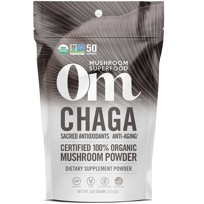 Chaga Mushroom Superfood Powder, 100 g, Om Organic Mushroom Nutrition