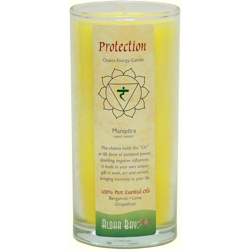 Chakra Energy Jar Candle with Pure Essential Oils, Protection (Yellow), 11 oz, Aloha Bay