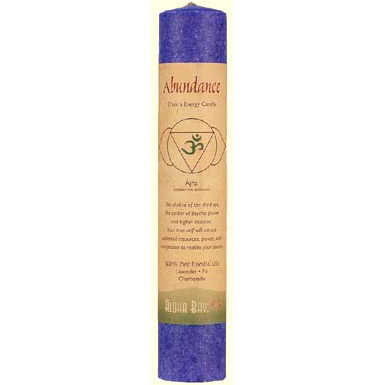 Chakra Energy Pillar Candle with Pure Essential Oils, Abundance (Indigo), 1 Candle, Aloha Bay