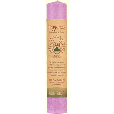 Chakra Energy Pillar Candle with Pure Essential Oils, Happiness (Violet), 1 Candle, Aloha Bay