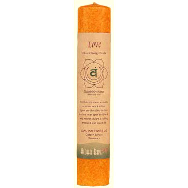 Chakra Energy Pillar Candle with Pure Essential Oils, Love (Orange), 1 Candle, Aloha Bay