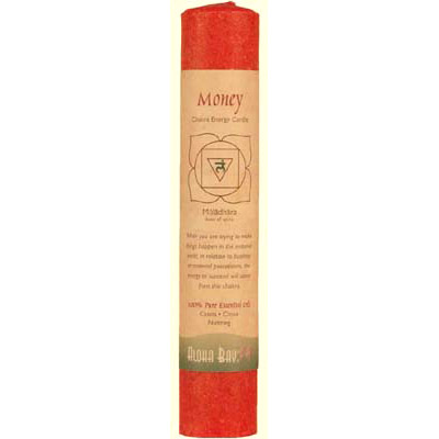 Chakra Energy Pillar Candle with Pure Essential Oils, Money (Red), 1 Candle, Aloha Bay