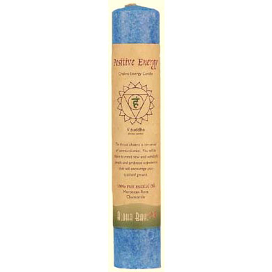 Chakra Energy Pillar Candle with Pure Essential Oils, Positive Energy (Blue), 1 Candle, Aloha Bay