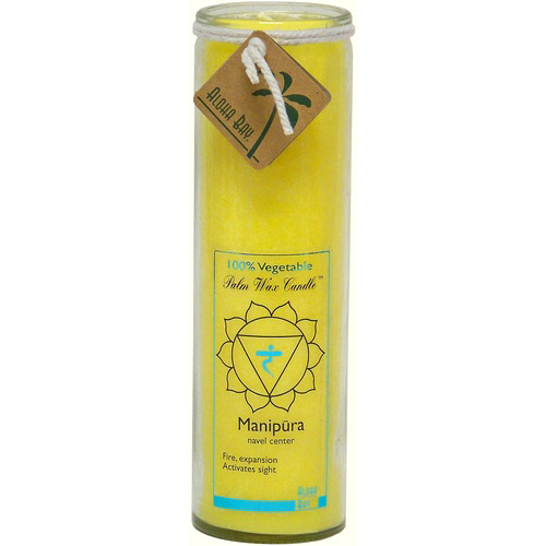 100% Vegetable Palm Wax Chakra Jar Candle, Unscented, Manipura Protection (Yellow), 16 oz, Aloha Bay