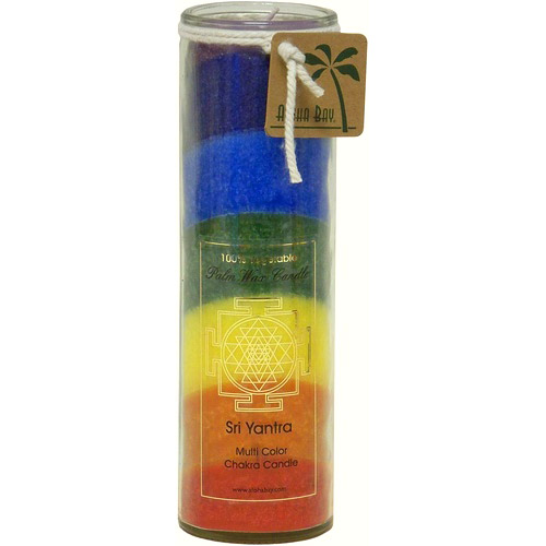 100% Vegetable Palm Wax Chakra Jar Candle, Unscented, Sri Yantra (Rainbow), 16 oz, Aloha Bay