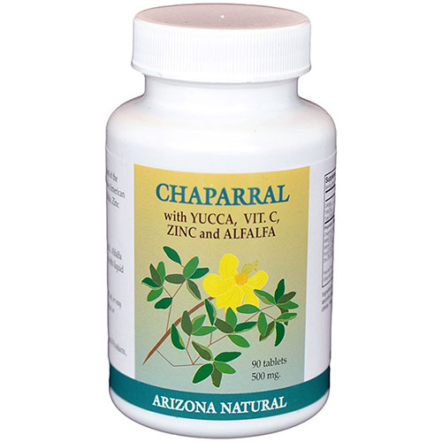 Arizona Natural Chaparral (larrea tridentata) w/Vitamin C-Zinc-Yucca 500mg 90 tabs from Arizona Natural