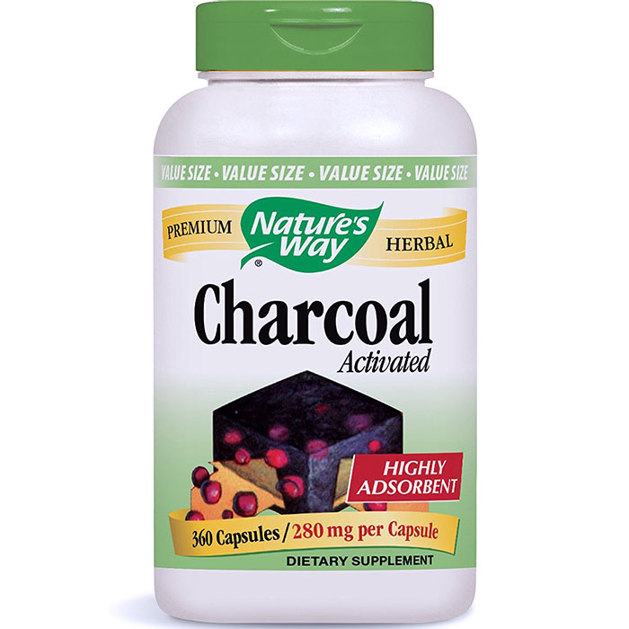 Charcoal Activated 280 mg, Value Size, 360 Capsules, Natures Way