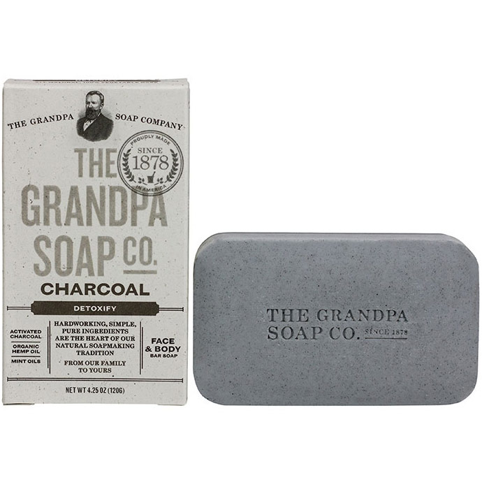 Charcoal Bar Soap for Face & Body, 4.25 oz, Grandpas Brands