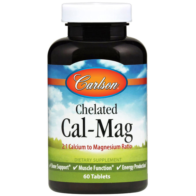Chelated Cal-Mag, Chelated Calcium Magnesium, 60 Tablets, Carlson Labs