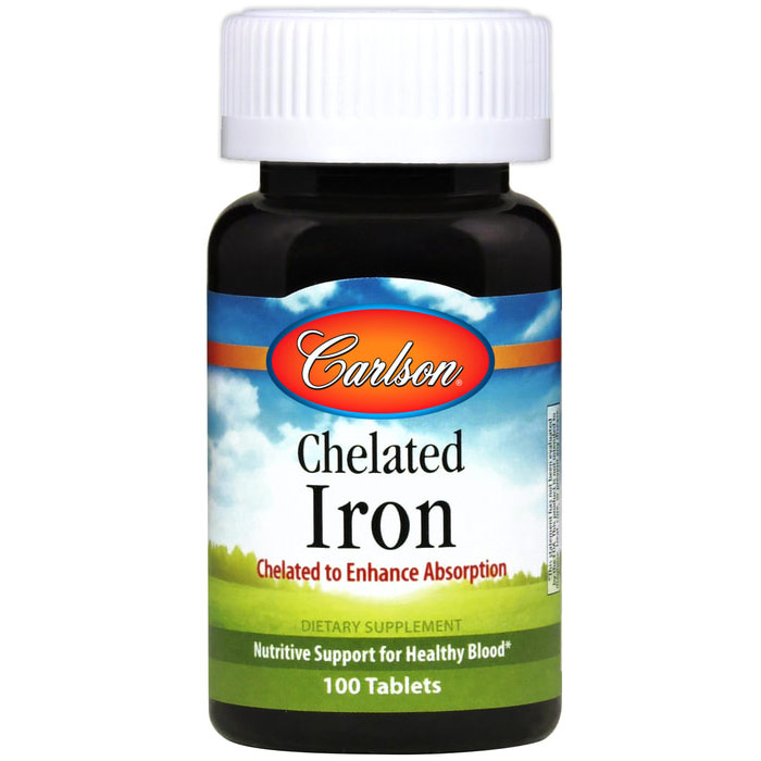 Chelated Iron, 27 mg, 100 tablets, Carlson Labs