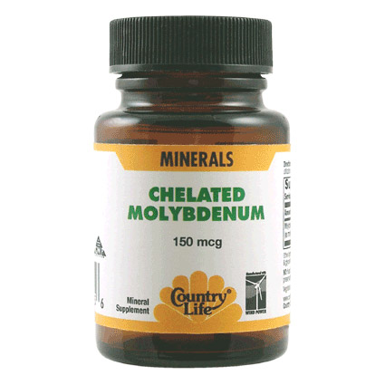 Chelated Molybdenum 150 mcg, 100 Tablets, Country Life