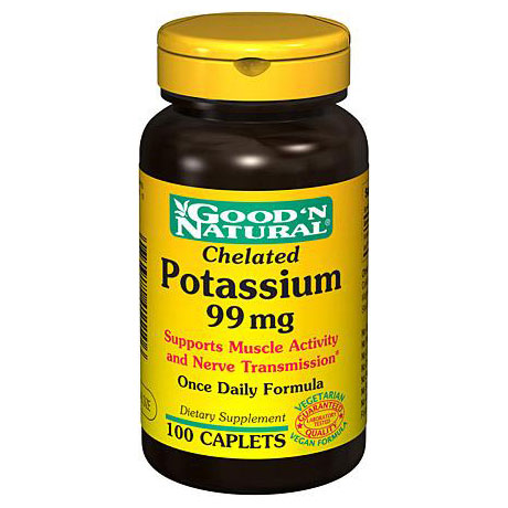 Good 'N Natural Chelated Potassium 99 mg (Potassium Gluconate), 100 Tablets, Good 'N Natural
